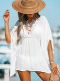 Salida Blanca Vestido Corto Orilla Floreada