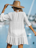 Salida Blanca Vestido Corto con Botones
