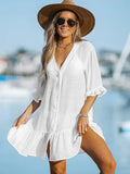 Salida Blanca Vestido Corto con Botones