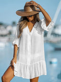 Salida Blanca Vestido Corto con Botones
