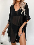 Salida Vestido Corto Negro con Pompones